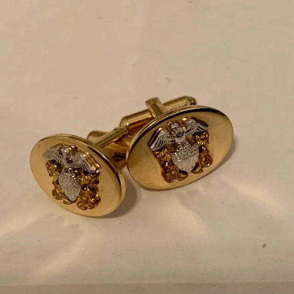 Vintage Gold & Silver NAVY Cuff Link Officer - Picture 2 of 4